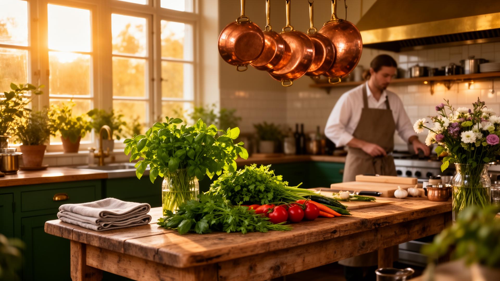 Kök på Sjötullen med färska råvaror och kock