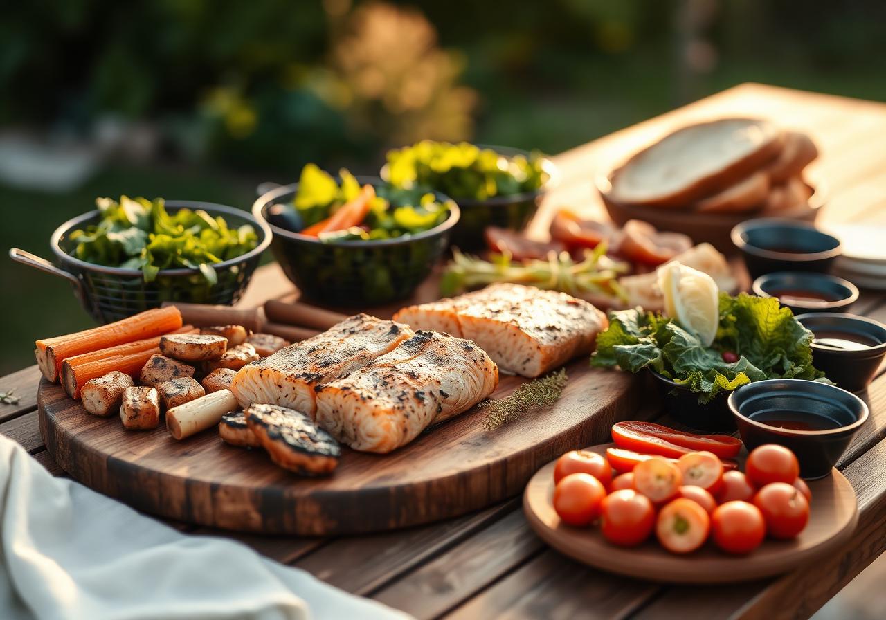 Söndagens grillbuffé på Sjötullen – grillat kött, fisk och grönsaker
